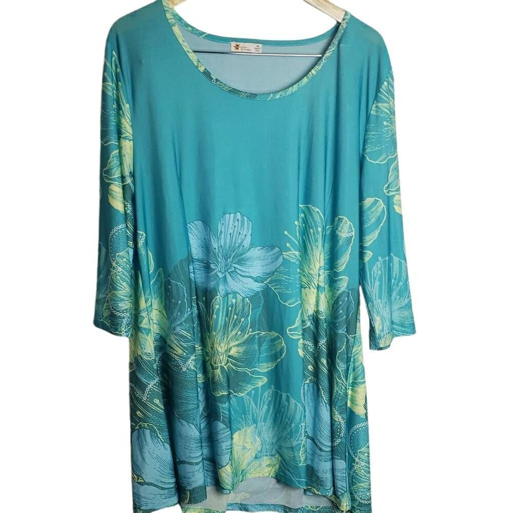 Blue Floral‎ Tunic by Sunflower Firmiana Size 2X